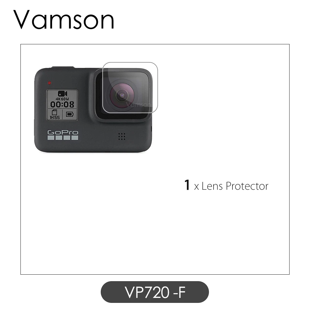 Vamson для GoPro Hero 8, закаленное стекло для GoPro, аксессуары для объектива, крышка для ЖК-экрана, Защитная пленка для GoPro 8, Экшн-камера VP720 - Цвет: VP720-F