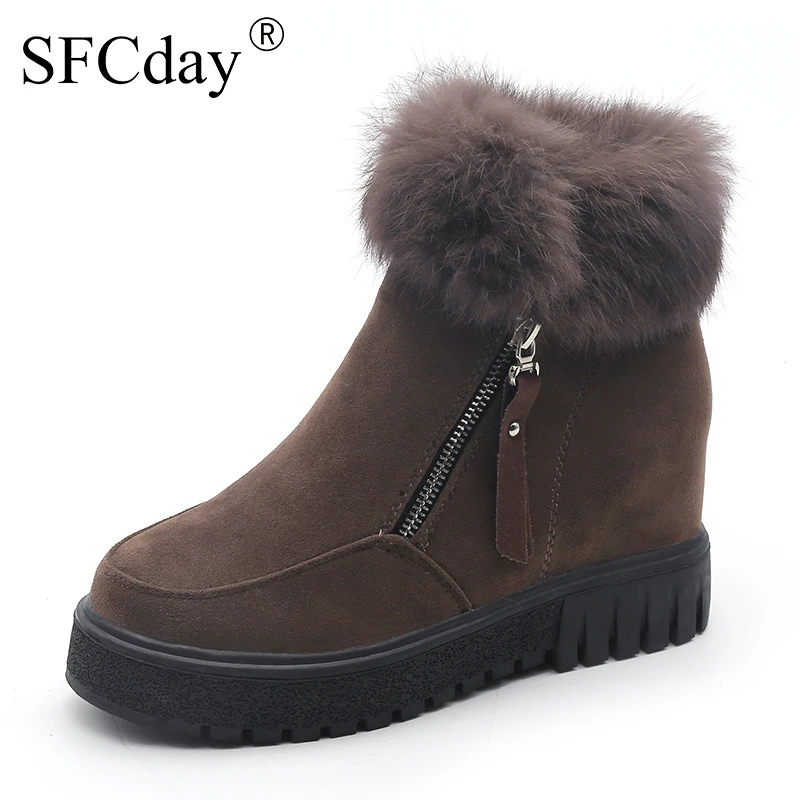 

Women Snow Boots Winter Warm Ankle Boots with Fur Comfort Non-slip Elevator Shoes Woman Ladies Creepers Green Brown Botas Mujer