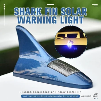 

New Solar Power Car Shark Fins Roof Antenna LED Flash Light 18LEDs Light Sensor Vibration Sensor Lamp