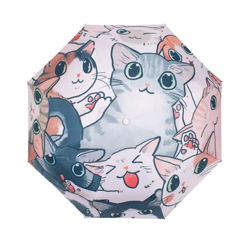 

Man Parasol UV Protection Woman Folding Umbrella Cartoon Personality Black Coating Female Travel Sun Umbrella For Boys Parapluie