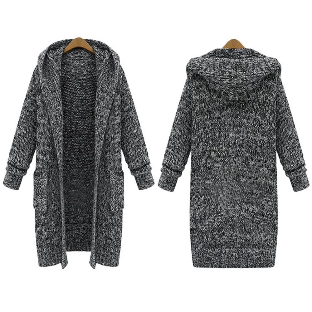 StylishBar Harajuku, длинный кардиган, джемпер для девушек, Повседневный, осень, вязаный женский свитер, большое пальто, куртка, зимние свитера с капюшоном