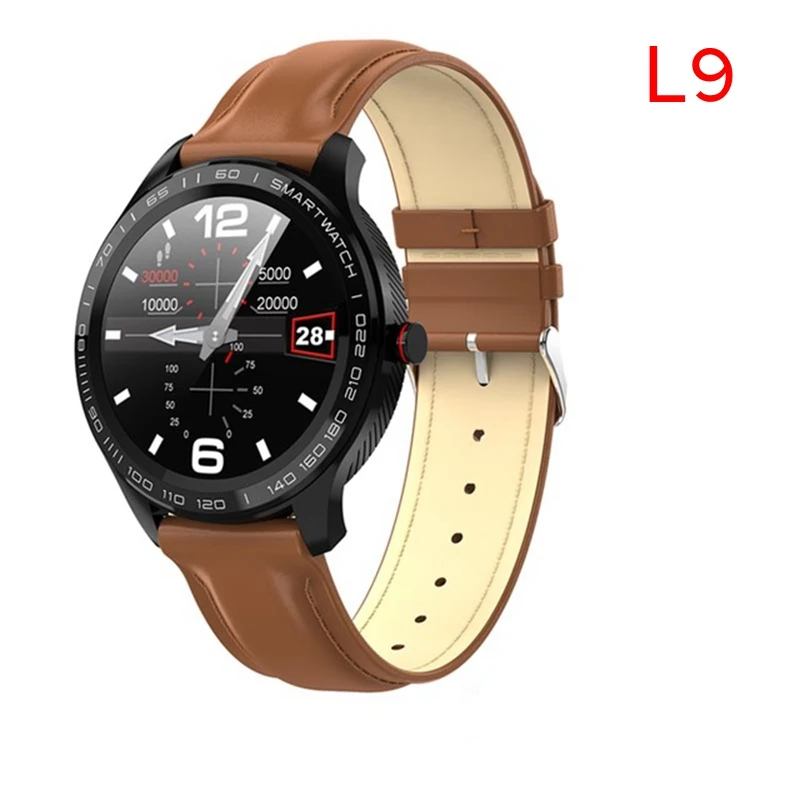L9 brown leather Новые L5 L8 L9 умные часы для мужчин IP68 водонепроницаемые Reloj Hombre с ЭКГ PPG кровяное давление сердечный ритм спортивные фитнес умные часы - Цвет: L9 brown leather