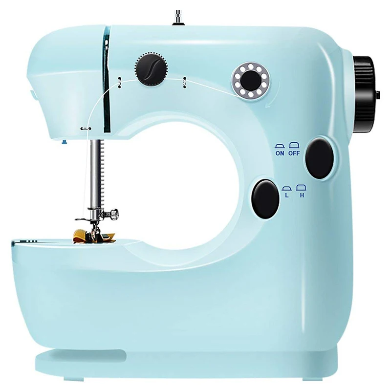 Mini Beginner Sewing Machine, 2 Speed Embroidery Stitching Heavy Duty Quilting Machine Easy To Use,Foot Pedal Operation- Blue E