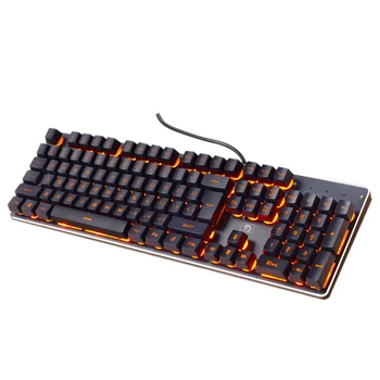 

Gaming Keyboard Mechanical Imitation Keyboard Gaming RGB Keyboard with Backlit Ergonomic Keyboard 104 Keycaps for PC Black