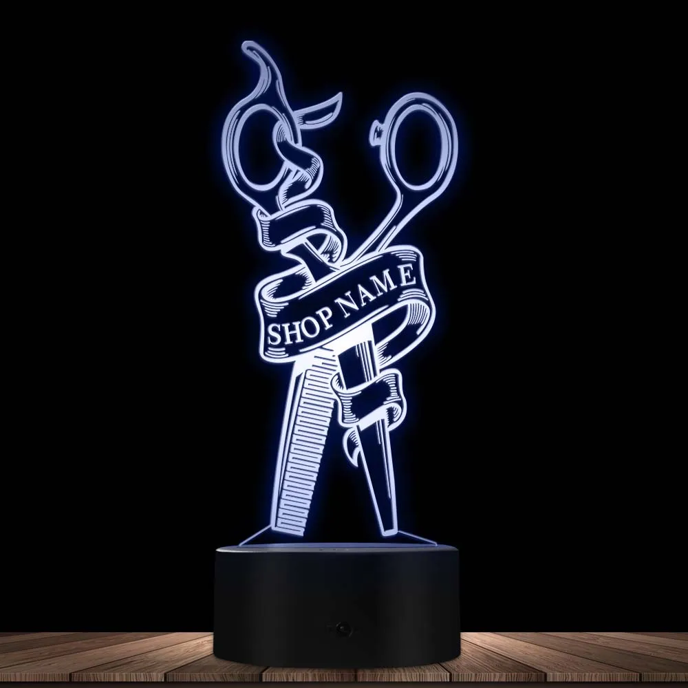 Cabelo Estilista Scissor LED Night Lamp, Custom