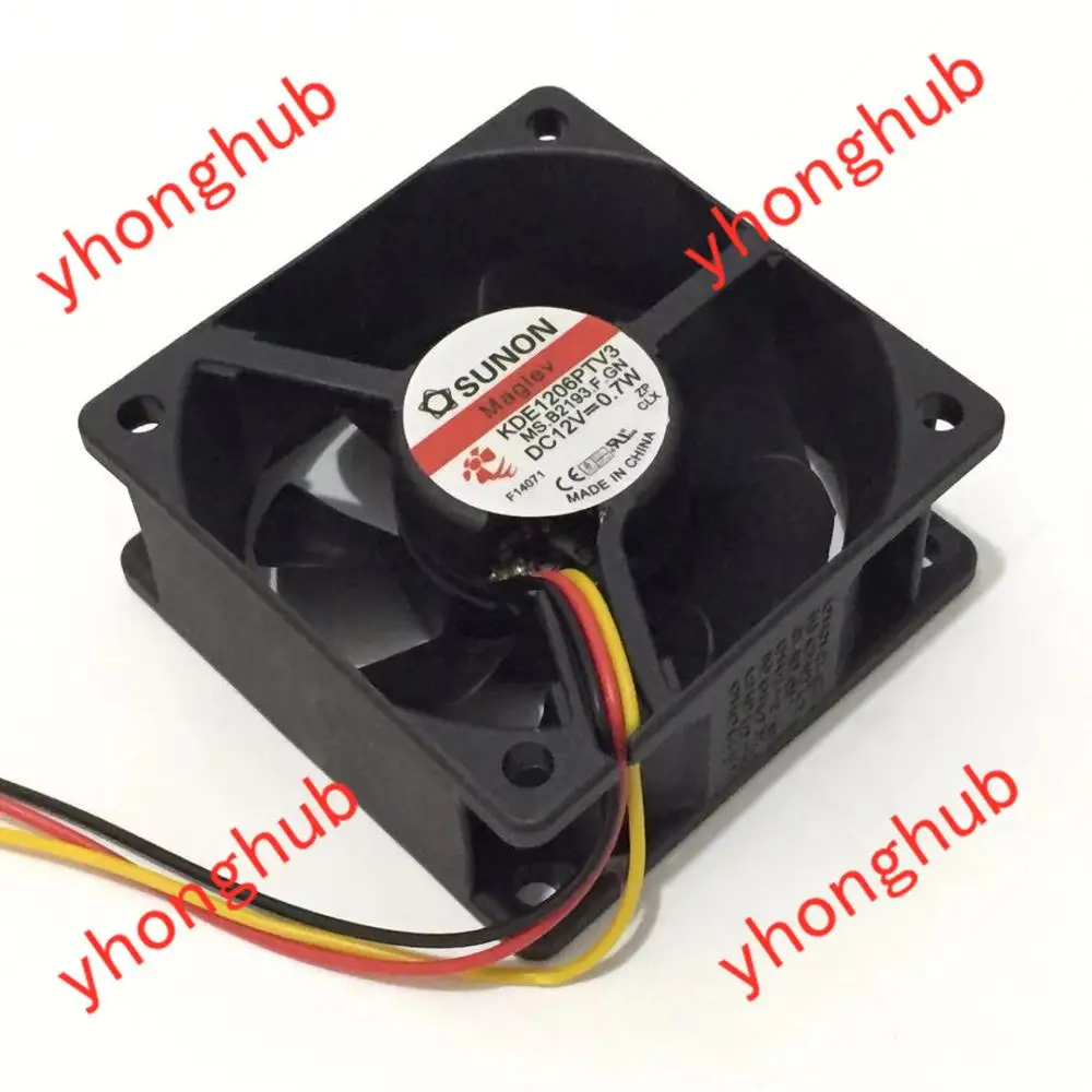 SUNON KDE1206PTV3 MS.B2193.F.GN AC/DC 12V 0 7 W 60x60x25 мм 3-Провода Сервер вентилятор охлаждения |