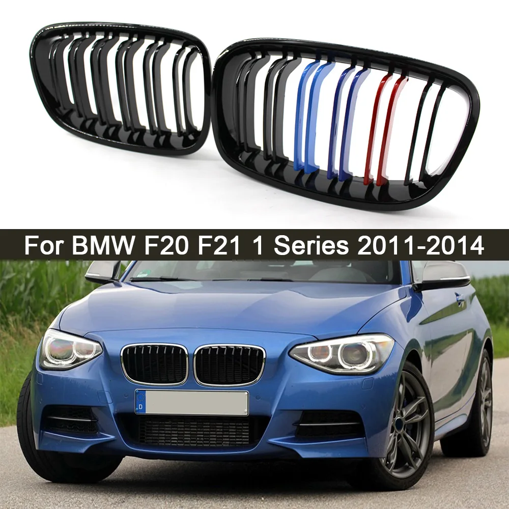 

Front Bumper Kidney Grilles Double Slat Gloss Black M Style Racing Sport Grill For BMW 1Series F20 F21 2011-2014 Car Accessories
