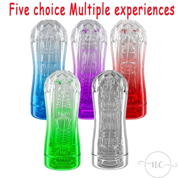 Male Masterbator Cup Transparent Vacuum Pocket Pussy sexy clear Vagina Male Spiral Soft Pussy Silicone Adult Sex Toys For Man 5