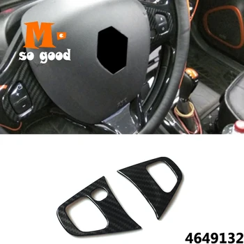 

For Renault Captur 2013 14 15 2016 Car Body detector Steering wheel switch button Interior cover Trim ABS Carbon 2pcs