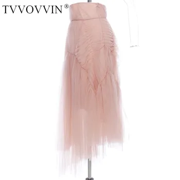 

TVVOVVIN 2020 Summer New Patchwork Mesh Irregular Casual Skirt Loose Perspective Personality Girl Female Overlapping a035