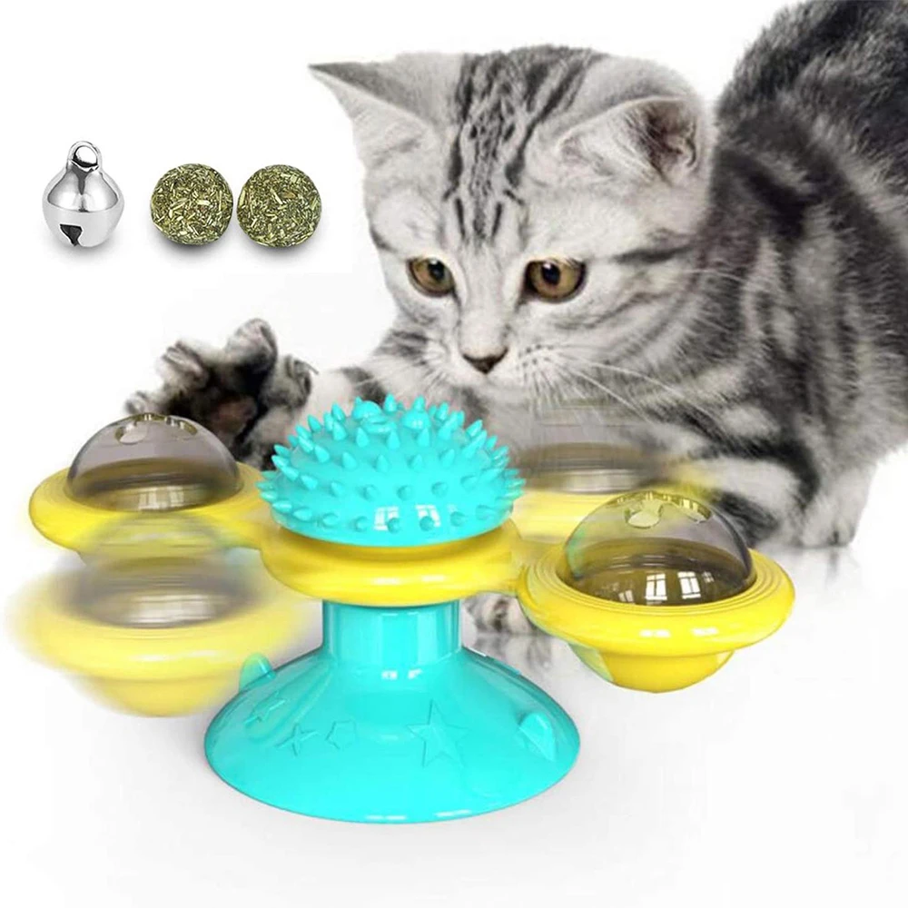 

Pet Cat Toys Interactive Training Turntable Sucker Tease Play Game Kitten Toy Anti-Itch Scratcher Cat Whirl Brush mimi Supplies