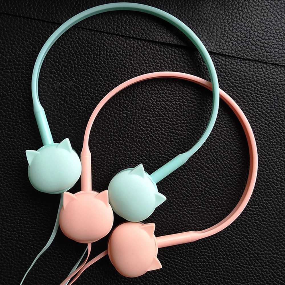 

Cute Face Cat Over-Ear Stereo Headphone With Microphone Children Daughter Earpieces airdots Muisc Earphones With Retail Package