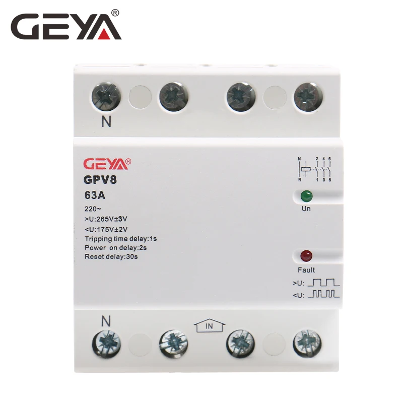 GEYA GPV8 63D Din Rail автоматический защита от снижения напряжения 220V AC однофазный и