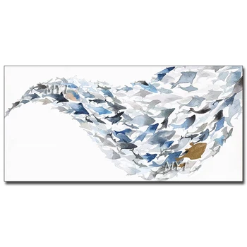 

Small Fishes Art Painting on Canvas Acrylic Wall Art Modern Picture Hand-Painted Home Decor Decoracion for Living Room Gifts