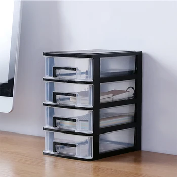 

4 Layers Transparent Desktop Drawer Type Storage Box Plastic Mini Cosmetics Storage Organizer Sundries Holder