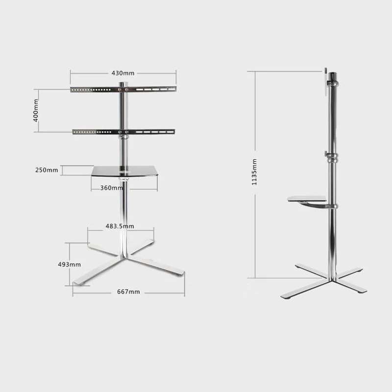23 &quot 65&quot Нержавеющая сталь Мобильная lcd ТВ тележка плазменная напольная