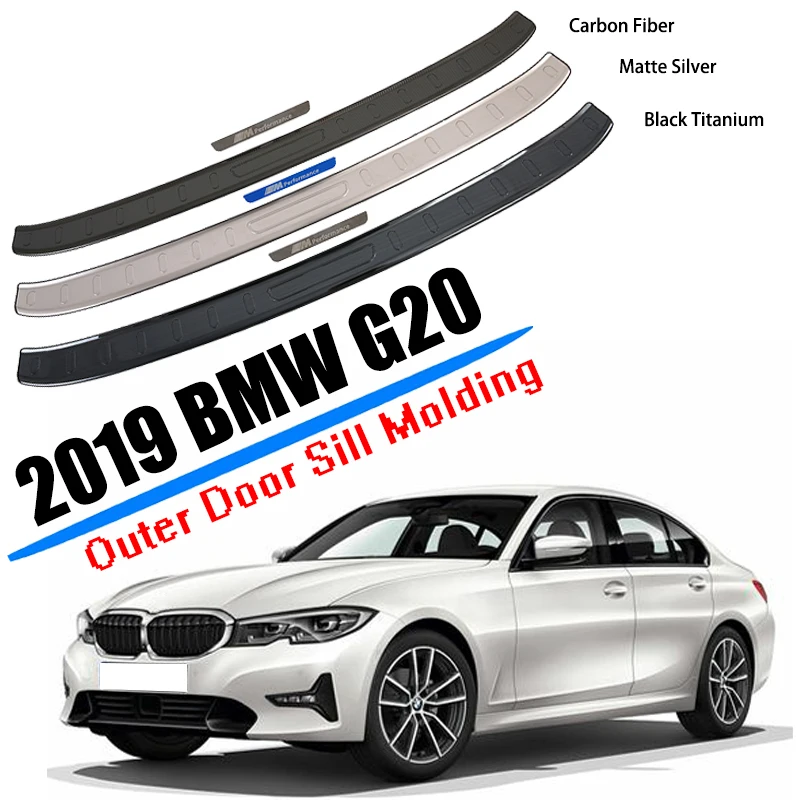 

Car Styling Fit for 2019 2020 BMW 3 Series G20 Rear Bumper Outer Door Sill Molding Cover Stainless Steel Accessories