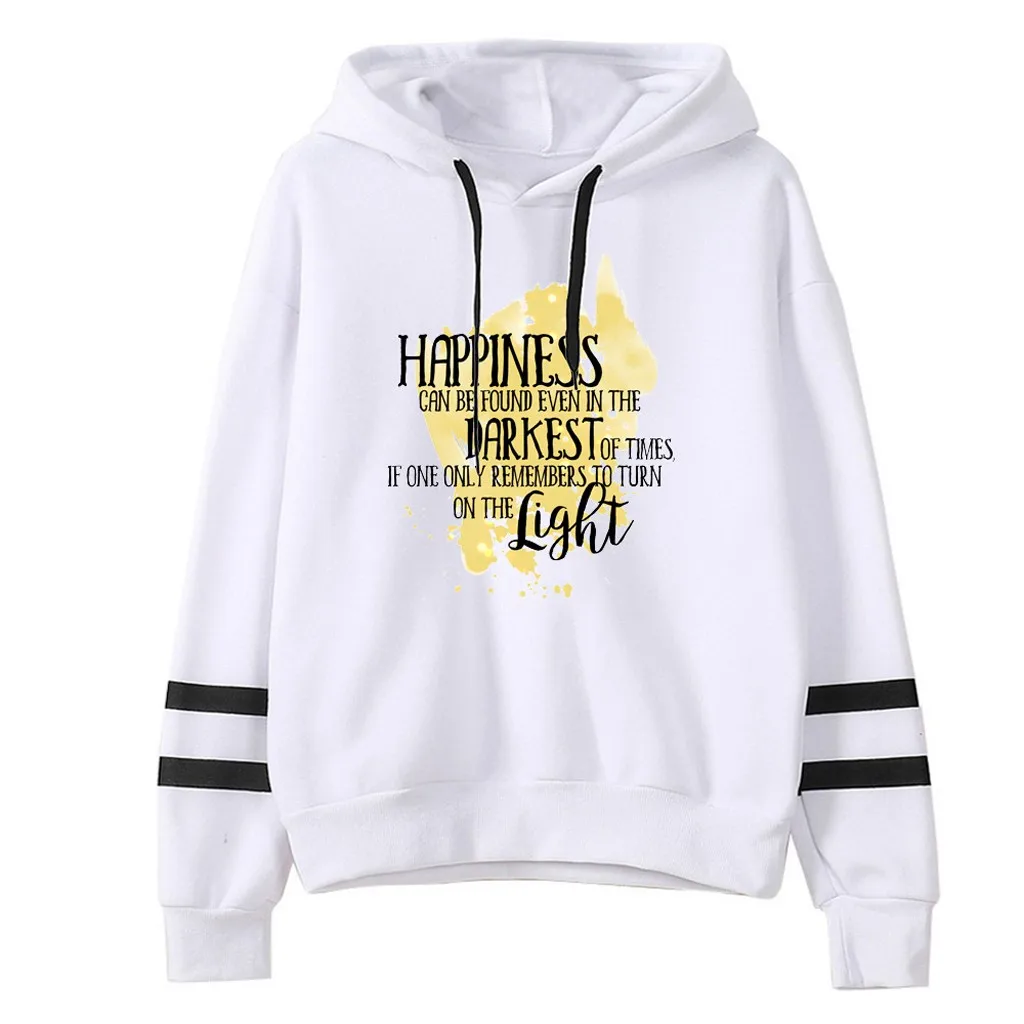Hoodies Women Autumn 2019 Striped Letter Long Sleeve Hooded Harajuku Streetwear Hoodie Hoodies And Sweatshirts Women Pullovers