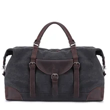 Повседневная парусиновая дорожная сумка большой емкости для мужчин ручной багаж дорожные сумки кожаные выходные сумки Мужская многофункциональная дорожная сумка