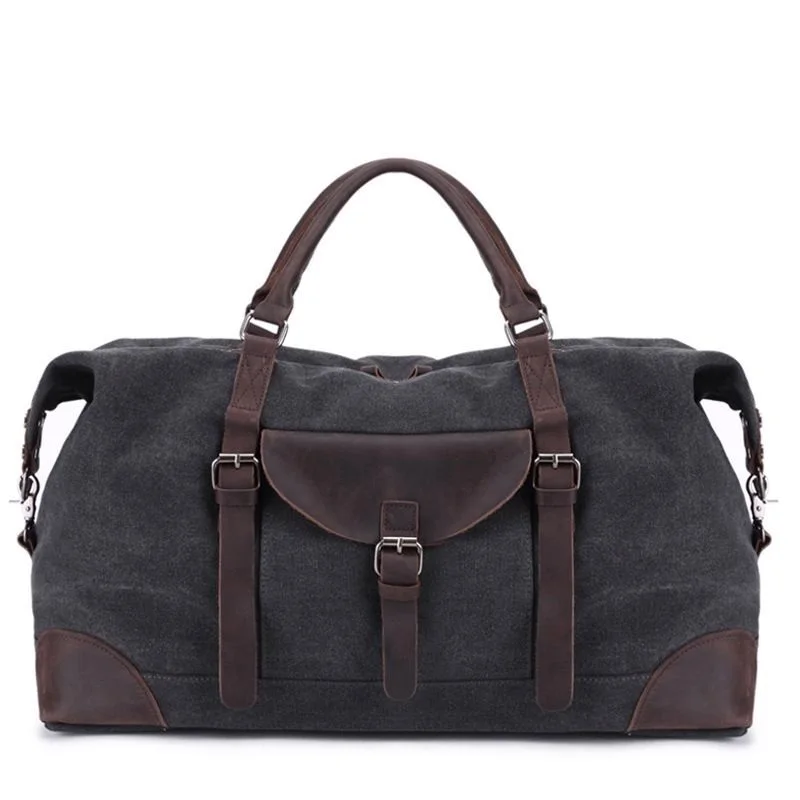 

Casual Canvas Travel Bag Large Capacity Men Hand Luggage Travel Duffle Bags Leather Weekend Bags Male Multifunctional Travel Bag