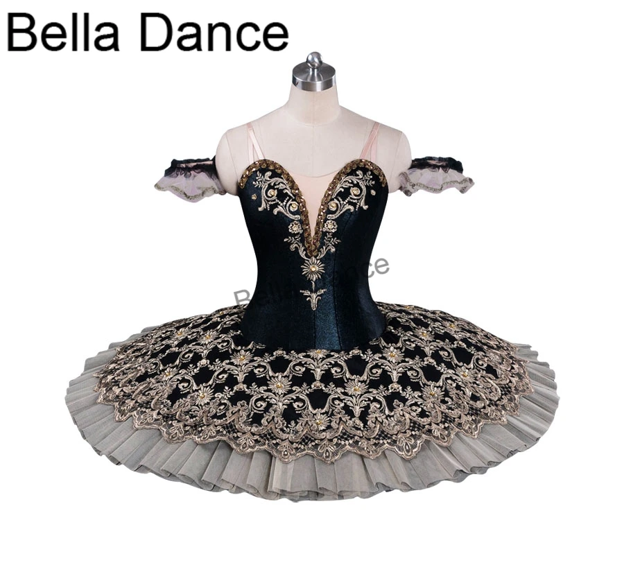 Vienna Winter Women Competiton Black Ballet Professional Tutu Costume Kids Performance Doll Pancake Tutu DressBT9071