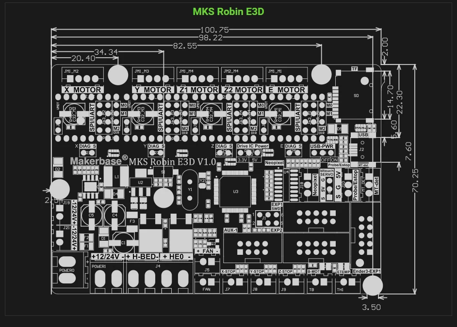 Makerbase mks robin e3 e3d 32bit placa