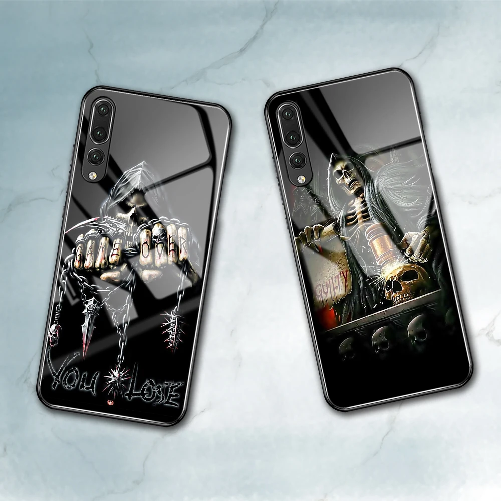 Чехол для Huawei Mate 10 Pro Game over Skull чехол из закаленного стекла 9 P10 P20 Honor V9 V10 Play Nova 3e |