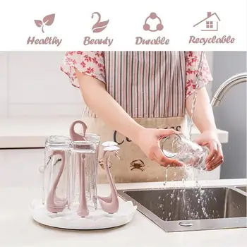 

Swan Rotating Cup drain Holder Drainage Rack Home Creative Storage Rack water Cup Holder Home Decor #225