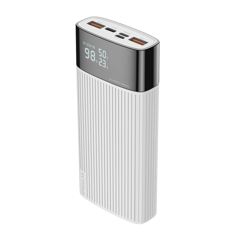 White KUULAA 20000mAh Power Bank For iPhone Samsung Huawei Type C PD Fast Charging+ Quick Charge 3.0 USB Powerbank External Battery - Цвет: White