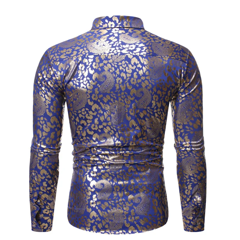 Роскошная белая рубашка с принтом пейсли, бронзовая Мужская рубашка Camisa Masculina, новые Брендовые мужские рубашки, вечерние повседневные рубашки для ночного клуба
