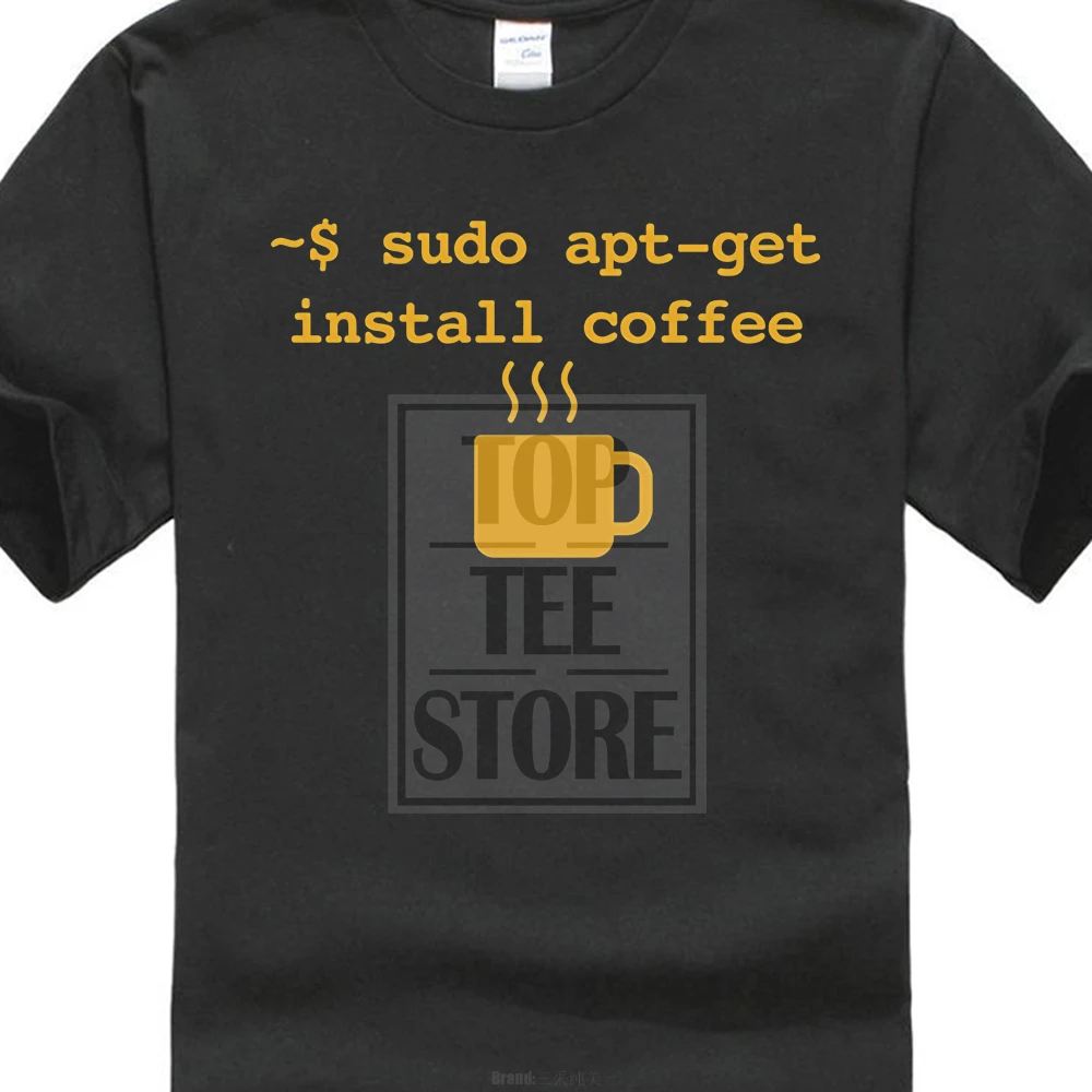 Sudo Apt Install taza de café divertida Geek y Nerd camiseta de alta personalizada impresa Tops Hipster camisetas| | - AliExpress