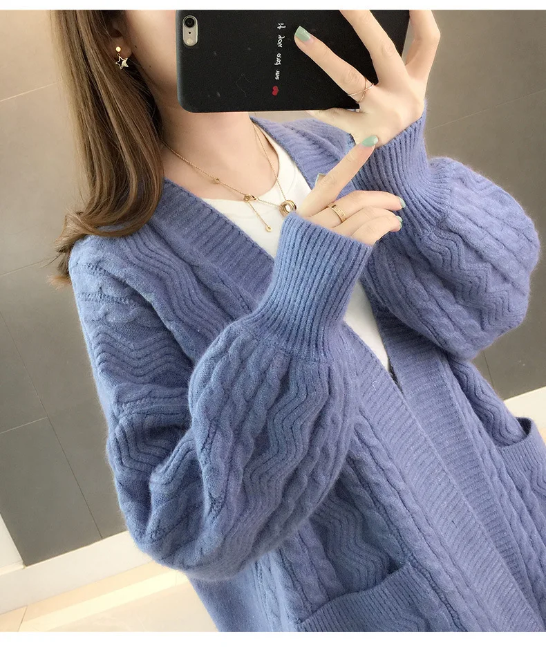 Spring And Autumn Women's Knit Cardigan Solid Color Wild Spring New Shirt Korean Version Of The Loose Sweater Women Coat