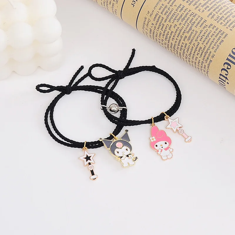 2pcs / Set Magnet Attracts Couple Bracelet Cute Cartoon Charm Jewelry Adjustable Elastic Rope Bracelets Lover Gift for Women Men | Украшения