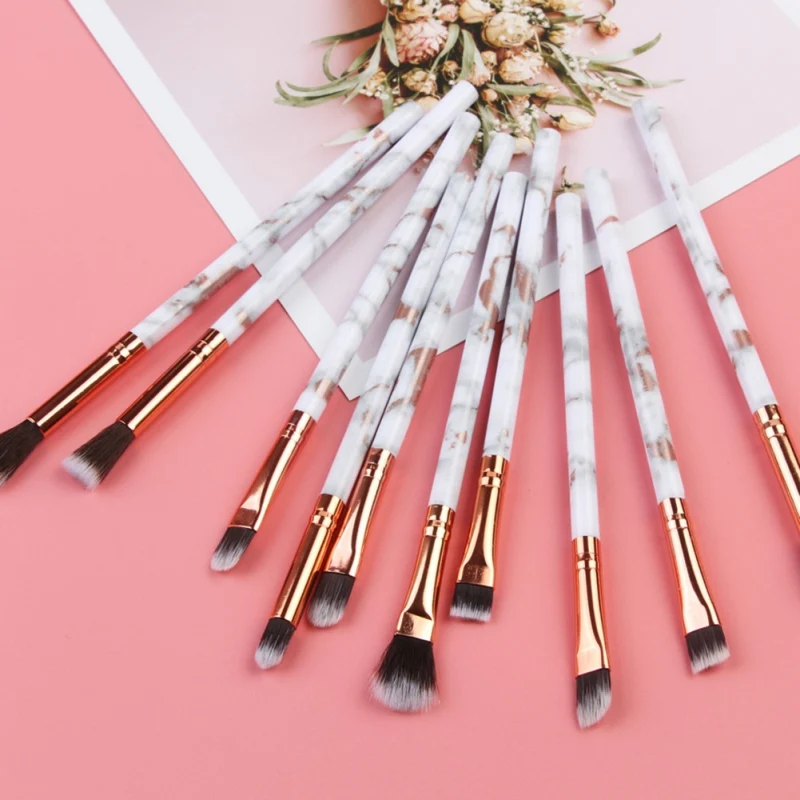Мрамор EyeMakeup набор кистей для Тени Карандаш для глаз карандаш для бровей принадлежности для макияжа Набор 10 шт