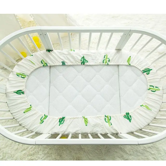 Custom Size Round Bed Bed Fitted Sheet Mattress Cover 100% Gauze Cotton For Crib Baby bedding Set (7)