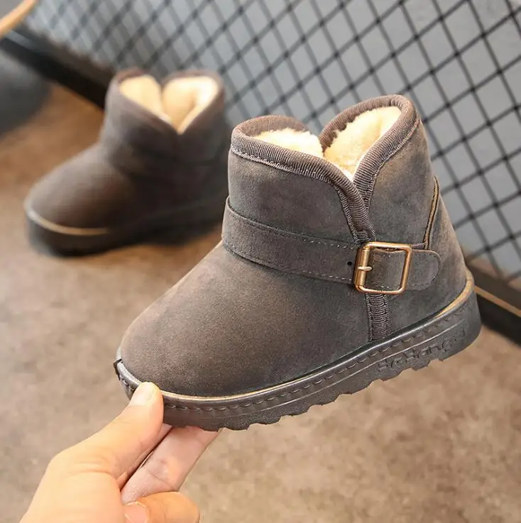 

Girls Winter Short Snow Boots Pu Leather Thicken Fur Snow Booties Soft Sweet Princess Winter Warm Shoes Hard Rubber Sole