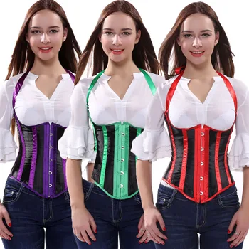 

sexy Stripe Underbust Corset Waist Cincher Bodylift Bustier Halter Neck Straps Bodyshaper clothing Plus Size S-6XL