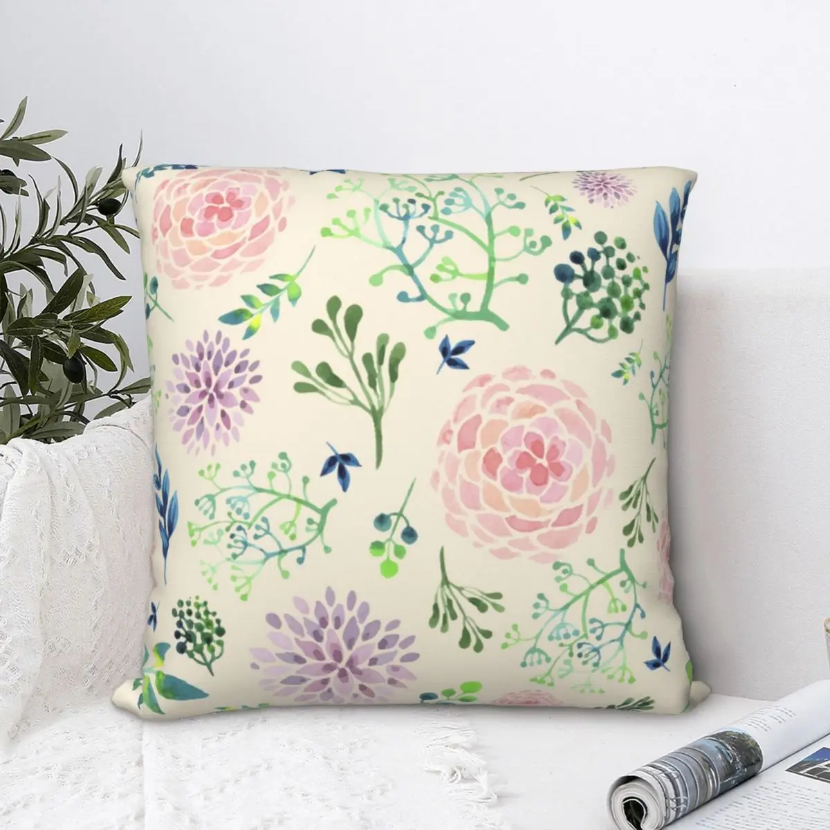 

Квадратный чехол для подушки с изображением вечных цветов, наволочка для подушки, декоративная подушка для дома, простой чехол для дома 45*45 ...