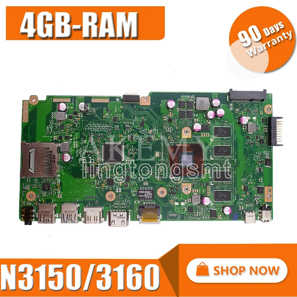 Новинка! X540SA материнская плата для ноутбука 4GB-RAM N3150/3160 CPU REV 2 0 For Asus X540 X540S X540SAA тест