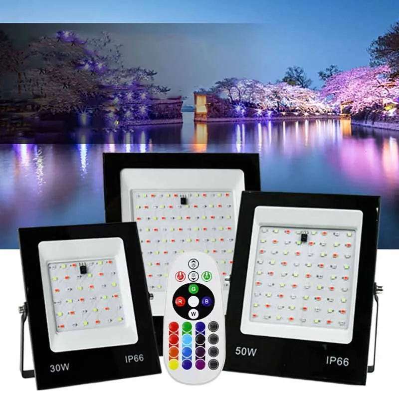 LED Flood Light Outdoor Spotlight Floodlight 100/50/30W Wall Washer Lamp Reflector IP65 Waterproof Garden 220V RGB Lighting led floodlight outdoor