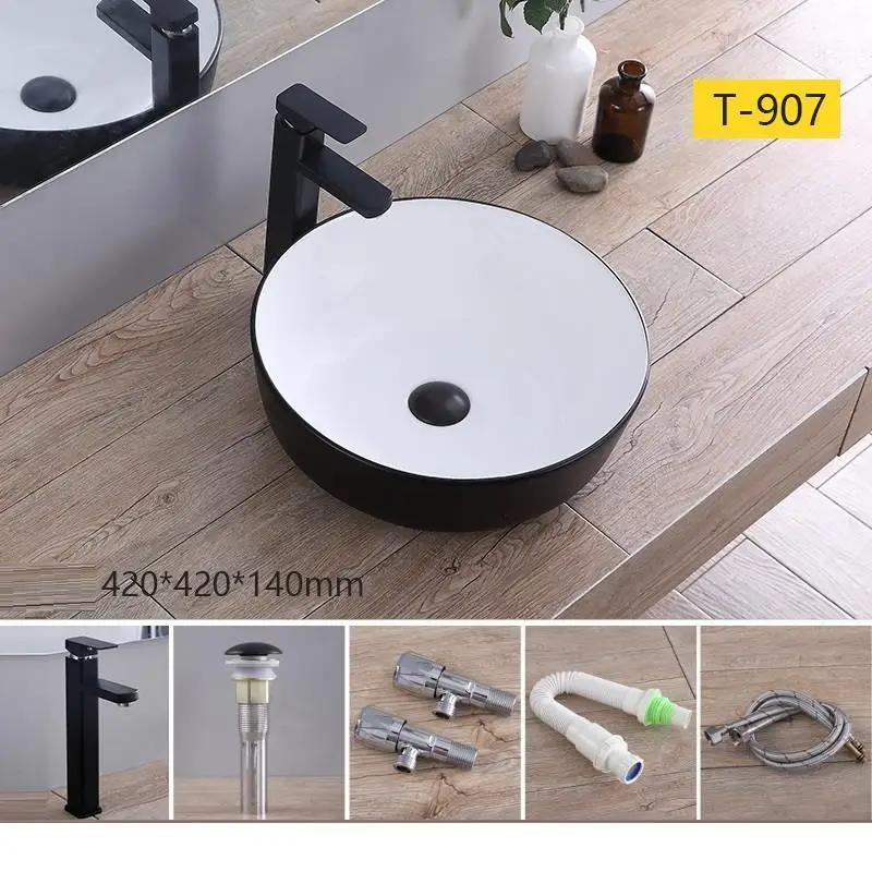 Fregadero Waschtisch Sobre Encimera Lavandino Bagno судно Wastafel Black Salle De Bain Evier туалетный столик Lavabo раковина для ванной комнаты - Цвет: MODEL T