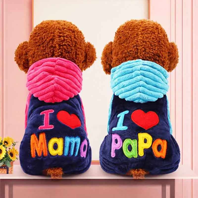 Толстовка Papa Mama с четырьмя ногами для собак свитер розовой вышивкой зимняя