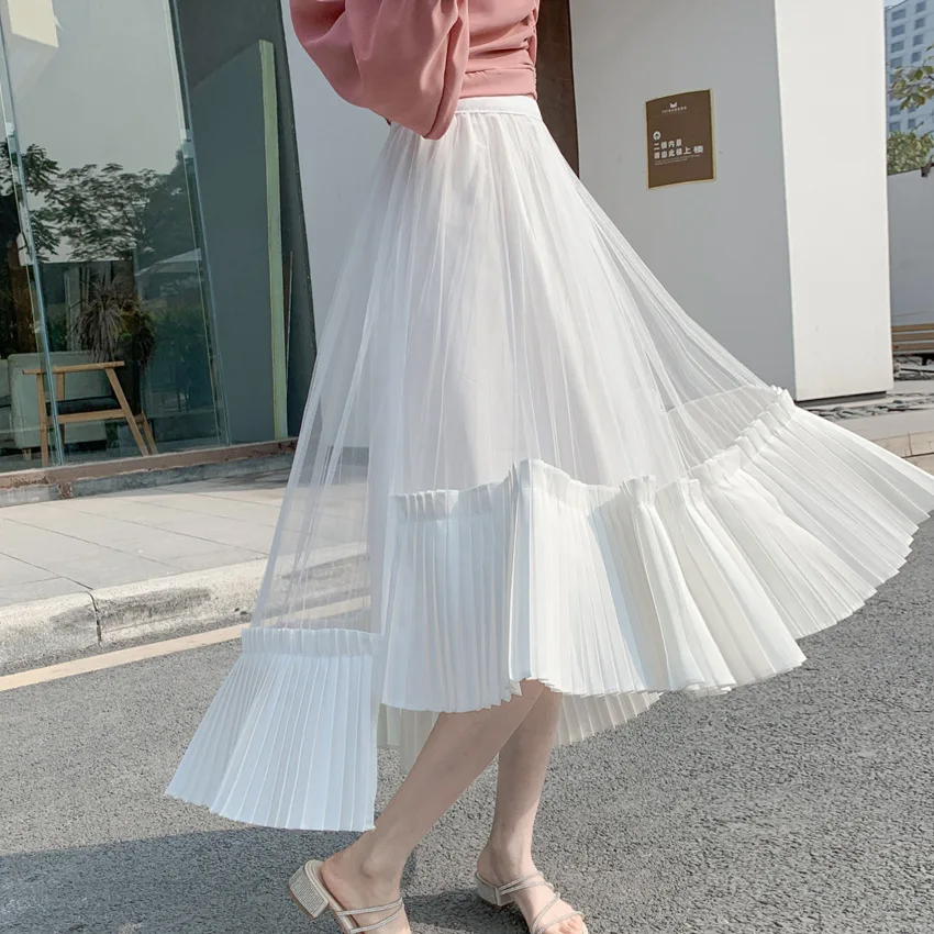 

Irregular Slimming Slimming Pleated Chiffon Skirt Children Spring 2020 New Style High-waisted A- line Cake Skirt