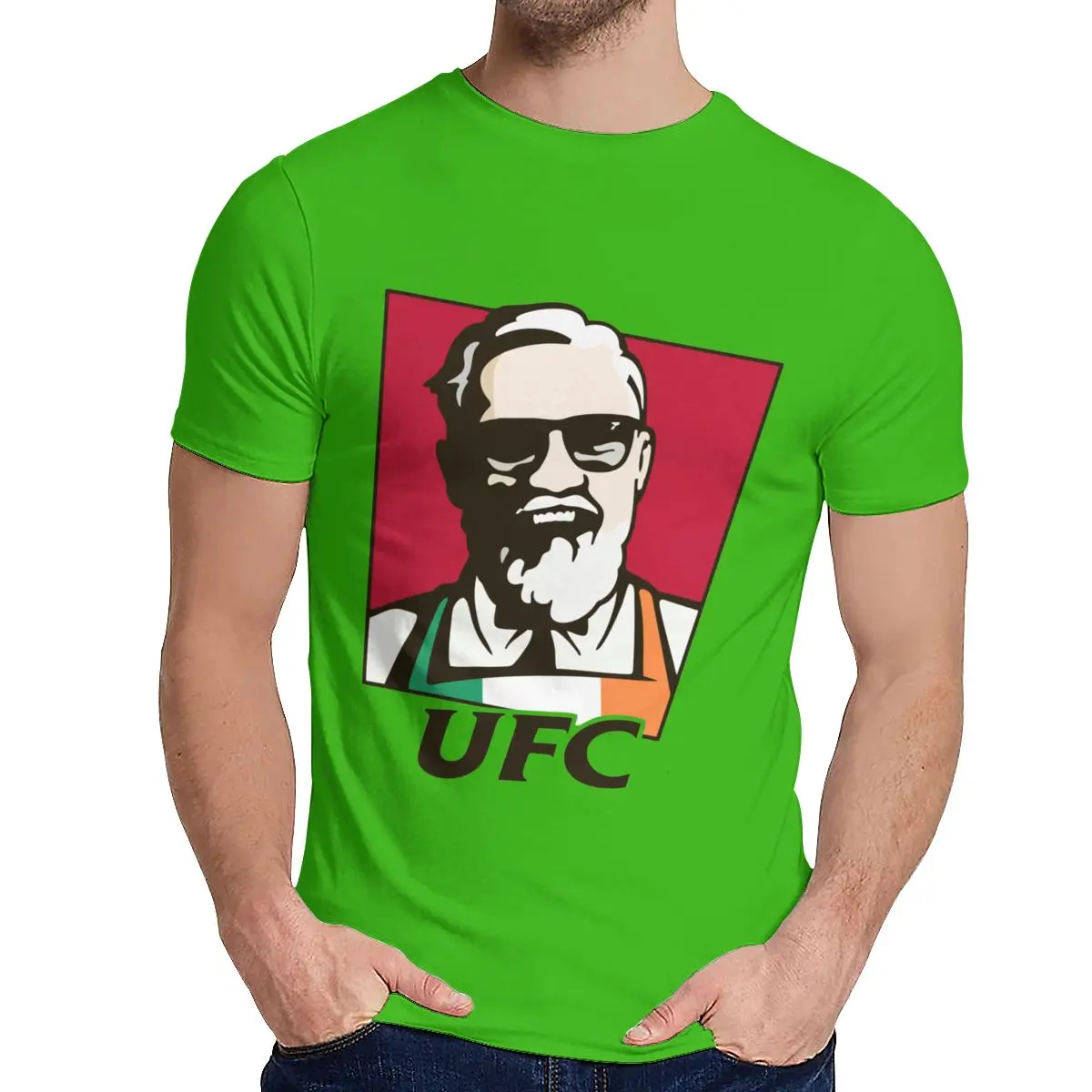 Зеленый Мужская футболка Conor McGregor UFC, удобная мужская футболка для отдыха с круглым вырезом и рисунком - Цвет: Зеленый