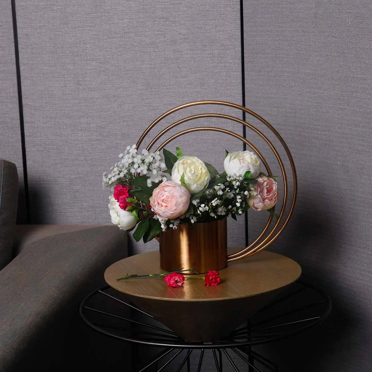 

Tooast Flower Pot Metal Ornament Cylinder Shape Handle Vase Fashionable Ornament Centerpiece for Home Wedding Table Decorative