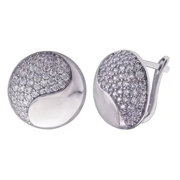 

Earrings in sterling silver 925MLS plated Rhodium and crimping in zircons. Closure catalan.