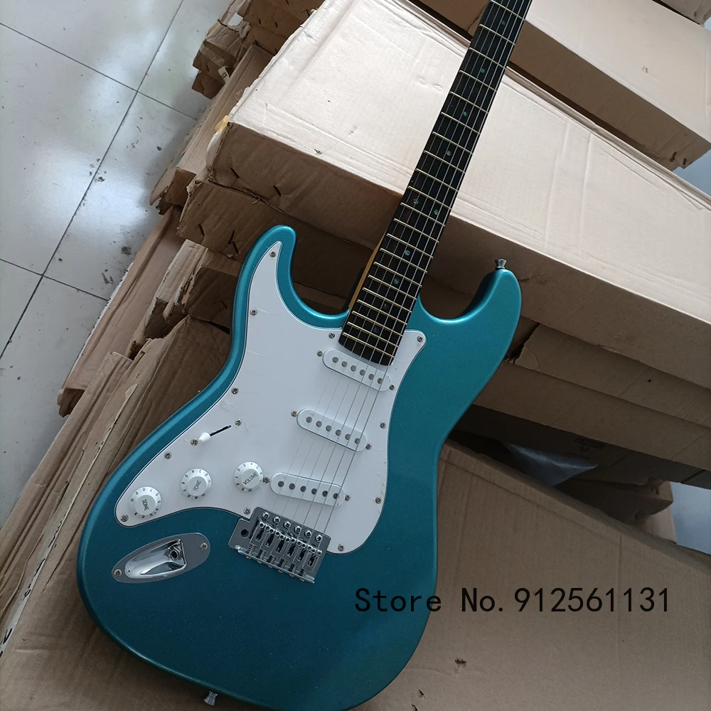 Free Shipping 6 Strings Navy Blue Left Handed Electric Guitar with Abalone Inlay Rosewood Fretboard | Спорт и развлечения