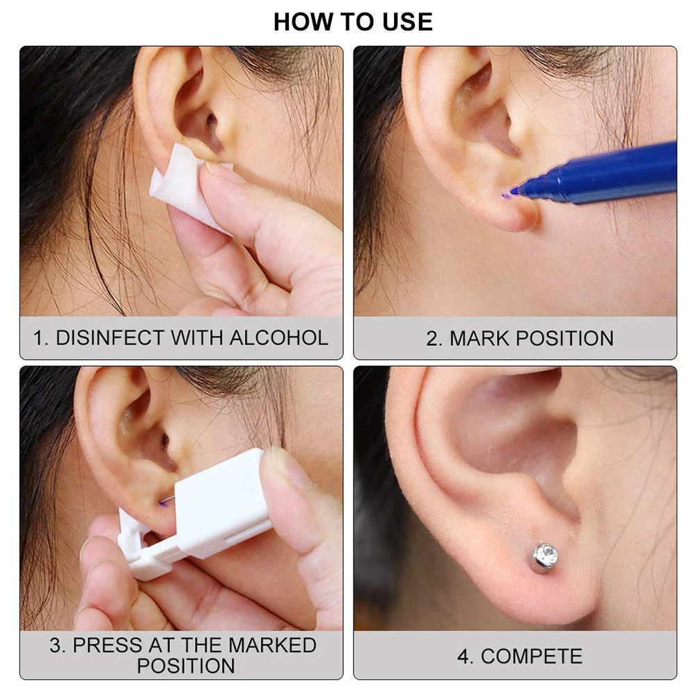Green No Pain Cartilage Tragus Helix Piercing Gun Women Disposable Sterile Ear Piercing Unit Piercer Tool Machine Kit Stud 1PC ear piercing tool,piercing tool,body piercing kit