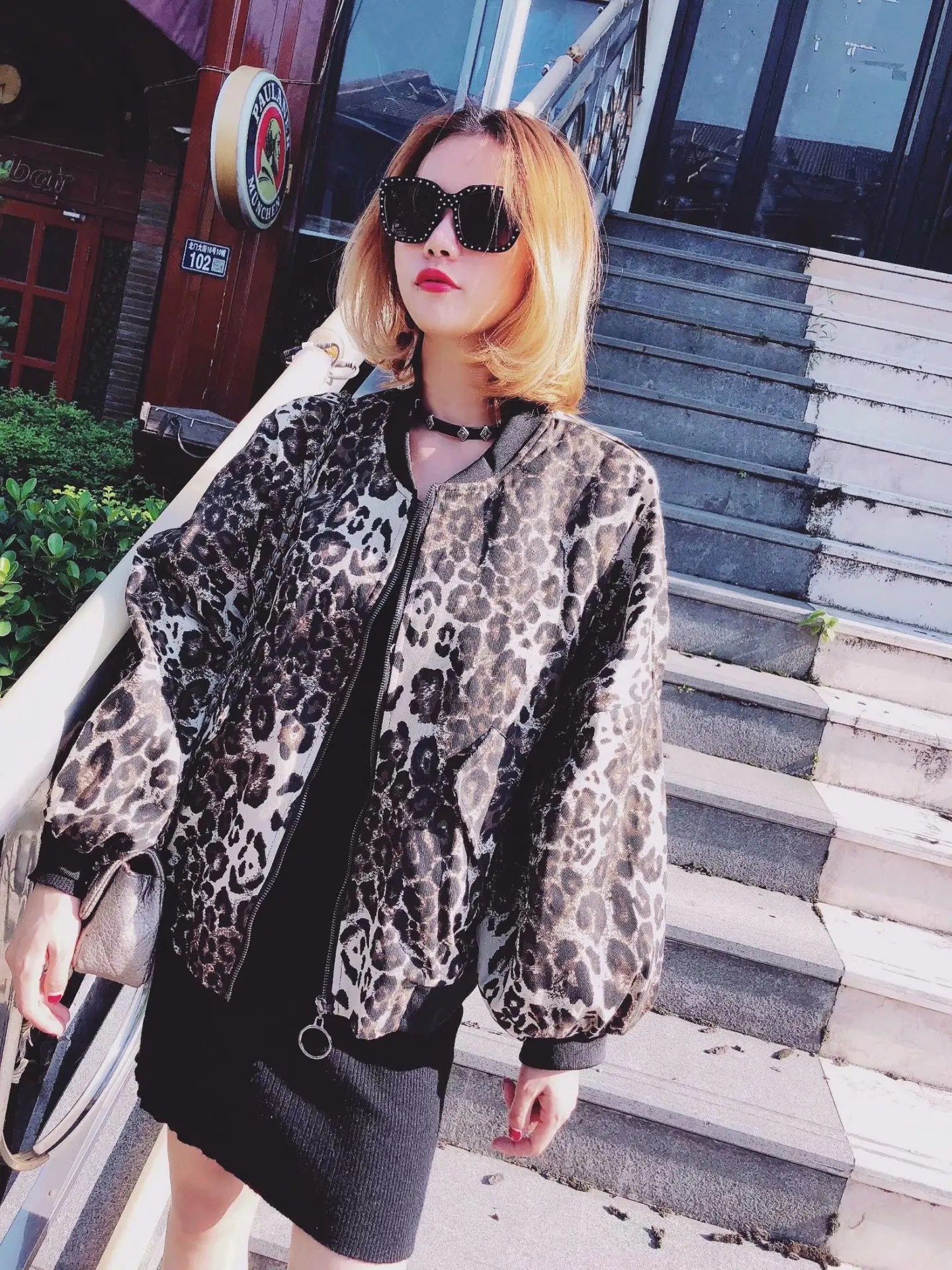 

Autumn New Style Europe And America WOMEN'S Dress-Style Leopord Pattern Printed Loose-Fit Casual Baseball Jacket W2335