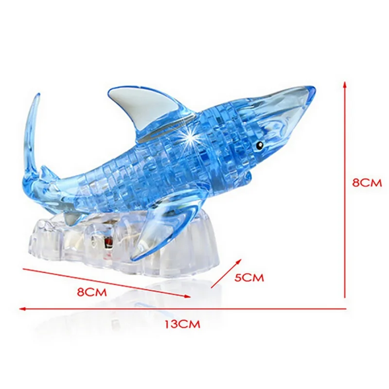 blue Подводный мир 3D Кристалл Головоломка дерево Акула 3D кристалл головоломки детские игрушки подарок на день рождения - Цвет: blue
